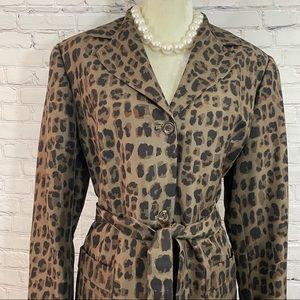 Alfani Animal Print 3/4 length Jacket 100% Silk Beauty Large